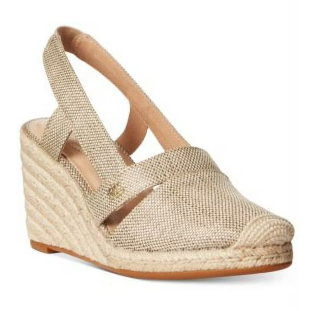 Lauren Ralph Lauren Natural Beige Espadrille Wedge Sandals